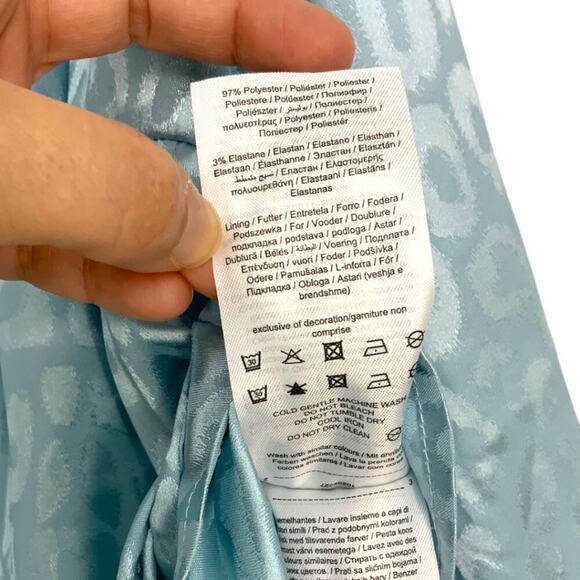 Something New Mia Satin Long Sleeve Wrap Top Blue Size Large NWOT $40 MSRP - Picture 7 of 8